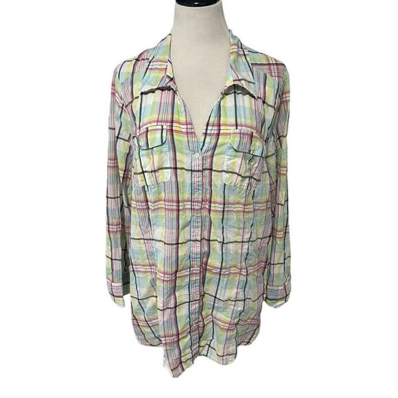 Lane Bryant Plaid Long Sleeve Button Down Sz 26/28 - Picture 1 of 3